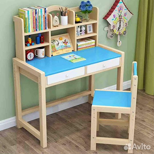 Стол-парта со стулом деревянная