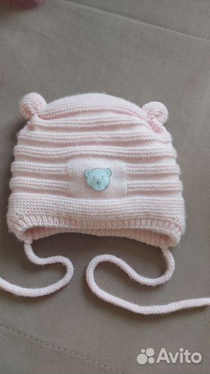 Шапка для девочки зимняя тёплая 0-6 мес