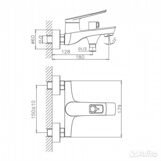 Смеситель для ванны Haiba hb60595 Хром