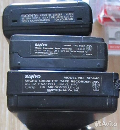 Диктофоны Sony Sanyo с микрокассетами