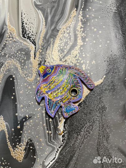 Брелок обвес на сумку Рыба из кожи ручная работа