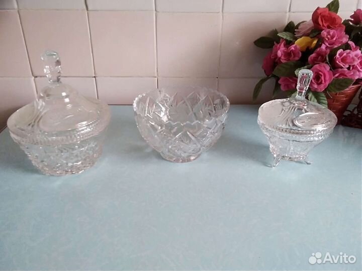 Конфетница салатники чешский хрусталь СССР