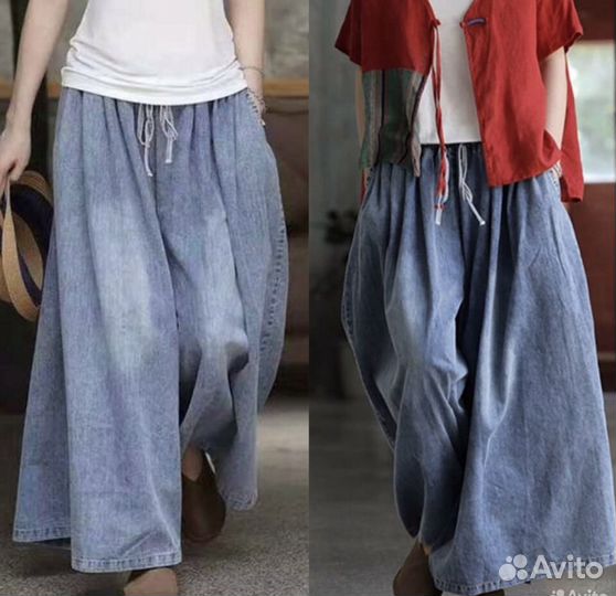 Юбка брюки 48 50 бохо винтаж