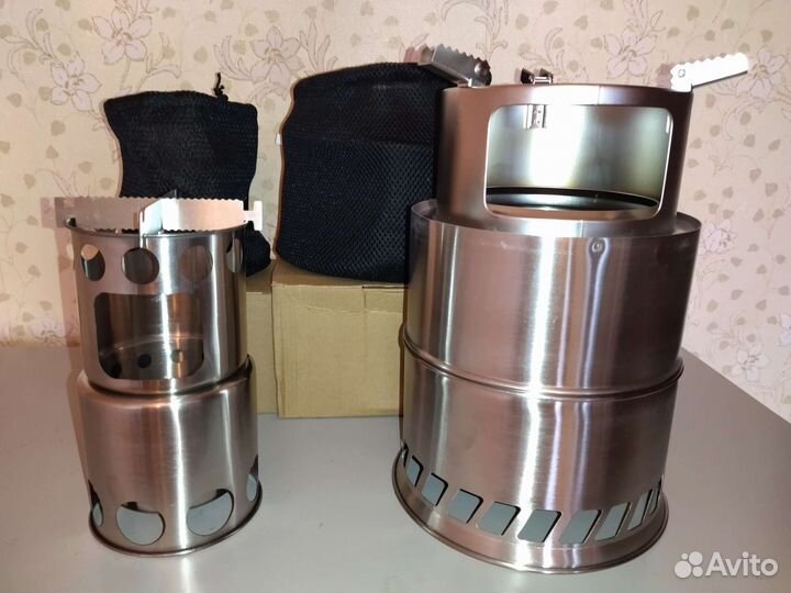 Печь щепочница складная 2 размера из нержавейки