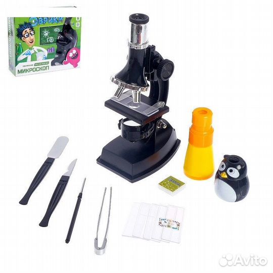 Набор для изучения микромира «Микроскоп + калейдоскоп», 14 предметов, световые эффекты, работает от