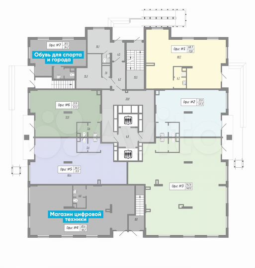 Саморядова, свободного назначения, от 57.3 м²