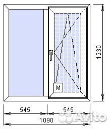 Пластиковое окно 1090*1230мм