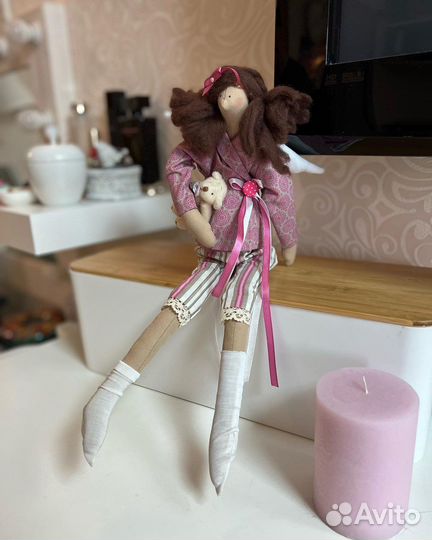 Интерьерная кукла тильда текстиль беременная Б/У