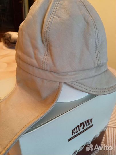 Шапка ушанка, кожаная