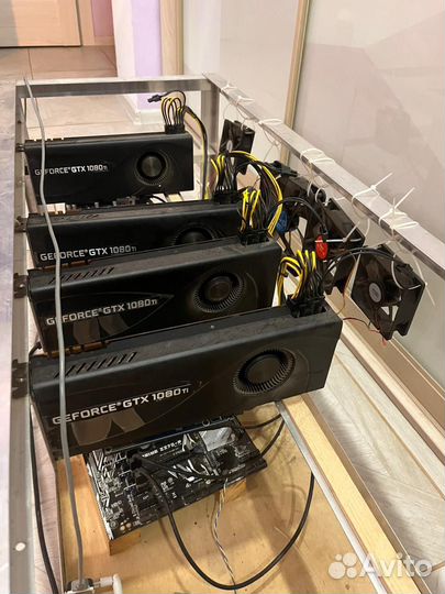 Майнинг ферма риг 1080ti 4шт