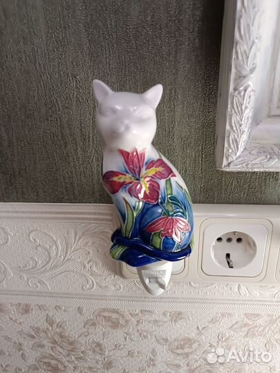 Светильник ночник Кошка фарфор Pavon
