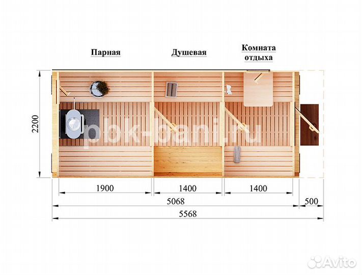 Готовая баня Евангелина 5.5м