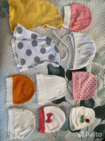 Шапки, чепчики от 0-6 мес