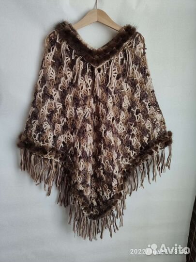 Шикарное детское Пончо ручной работы с норкой