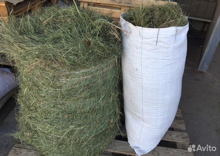 Сено, солома в мешках, в тюках