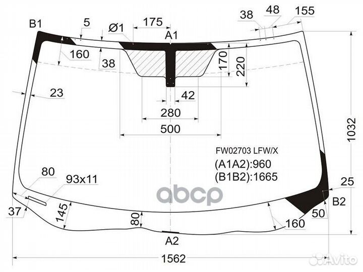 Стекло лобовое acura MDX 06-13 FW02703 LFW/X XYG