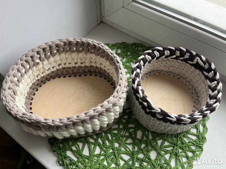 Корзинка из трикотажной пряжи