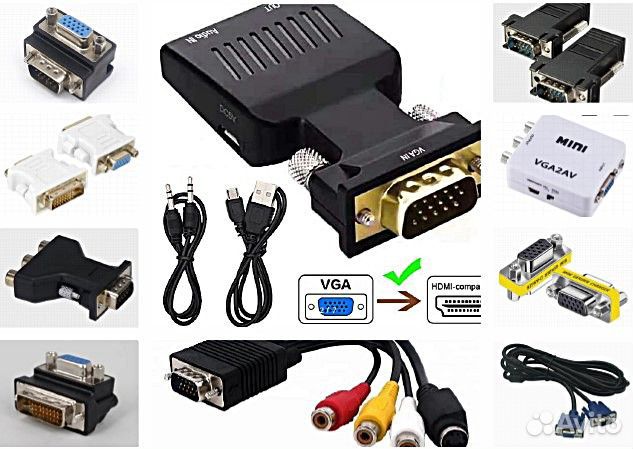 Переходники VGA на hdmi / DVI / 3 RCA / VGA / RJ45