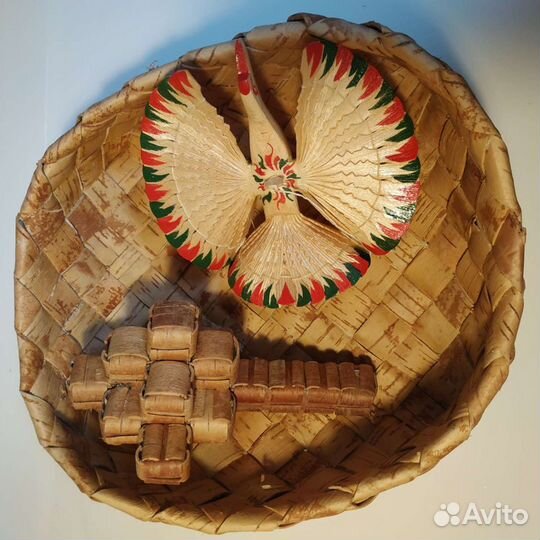 Корзина плетеная береста сухарница 27*27*8 см