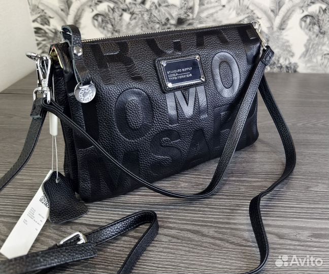 Женская кожаная сумка клатч MJ lux новая черная