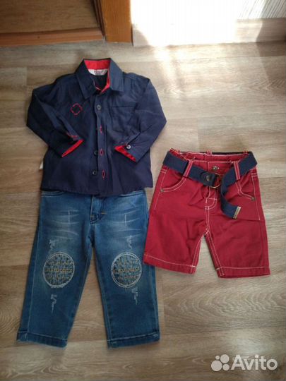Джинсы, шорты, рубашка 74 размер