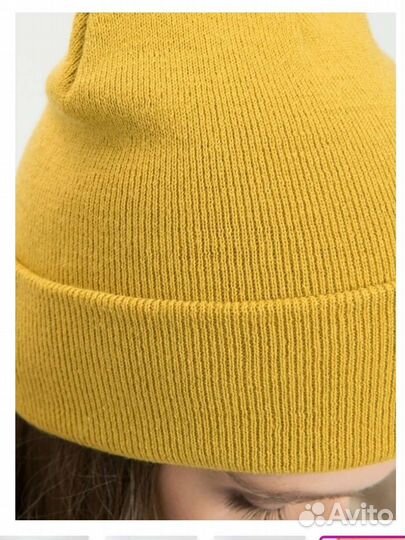 Шапка новая осенняя бини горчичный/желтый