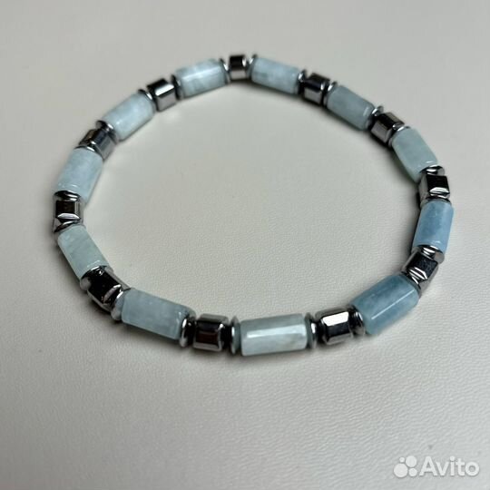 Браслет мужской из аквамарина