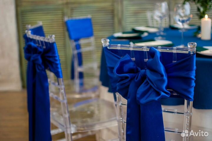 Бант на стул синий