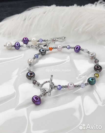 Жемчужный браслет и серьги