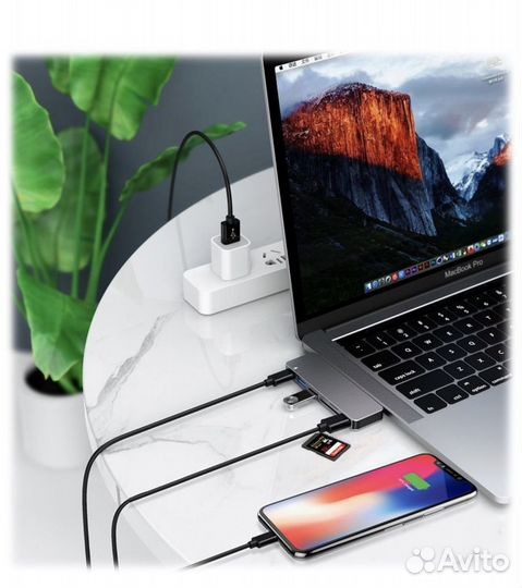 Адаптер USB Type-C+Tipe-A+ MicroSD+ SD