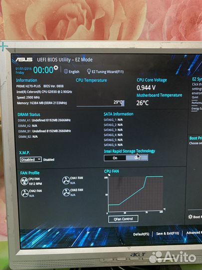 Asus prime h270 plus+g3930