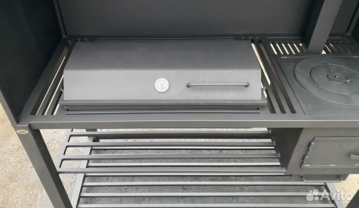 Мангал с печью и вытяжкой