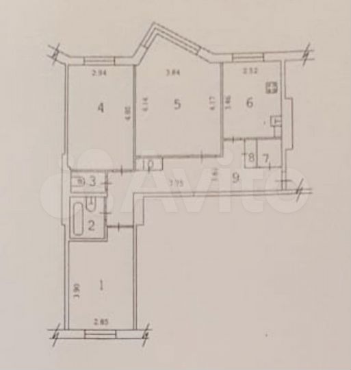 3-к. квартира, 71,3 м², 2/9 эт.