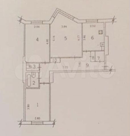 3-к. квартира, 71,3 м², 2/9 эт.