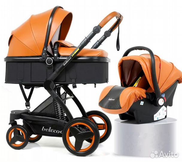 Коляска Belecoo X6 3 в 1 коричневая