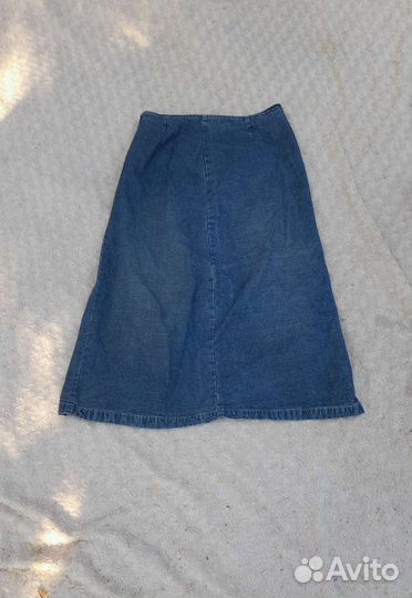 Юбка джинсовая в пол винтаж бохо 46 р