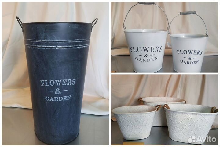 Декор: вёдра, корзины, кашпо, горшки, подвески, др