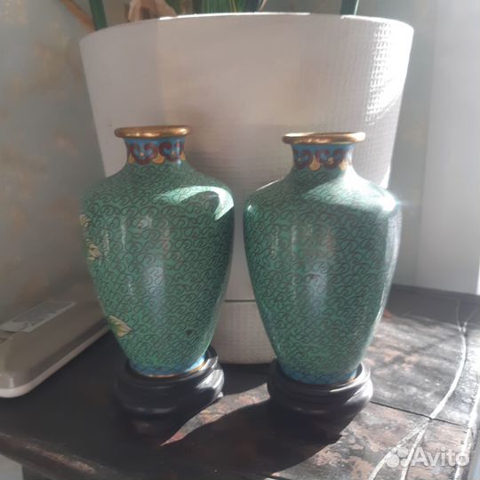 Вазы парные Клуазоне Китай