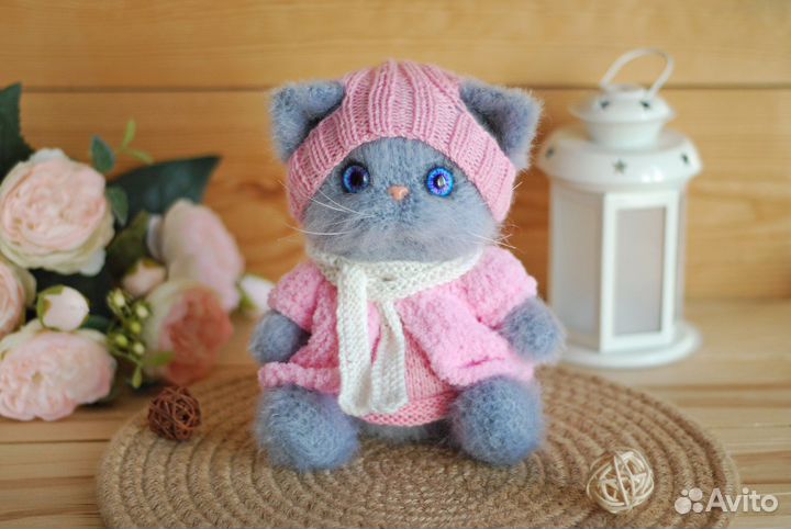 Мягкая игрушка Кошка вязаная