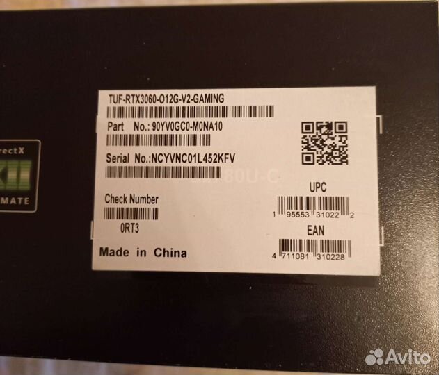 Asus TUF Gaming RTX 3060 OC новая, гарантия