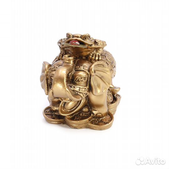 Жаба с Монетой на Слоне Статуэтка под бронзу RU700