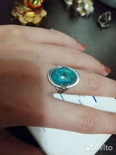 Кольцо с природной бирюзой