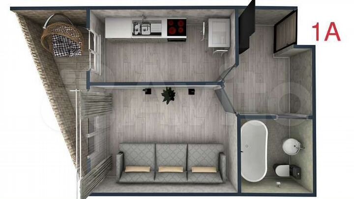 1-к. квартира, 43,3 м², 4/17 эт.