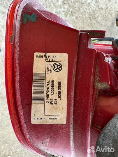 Фонарь задний правый volkswagen touareg