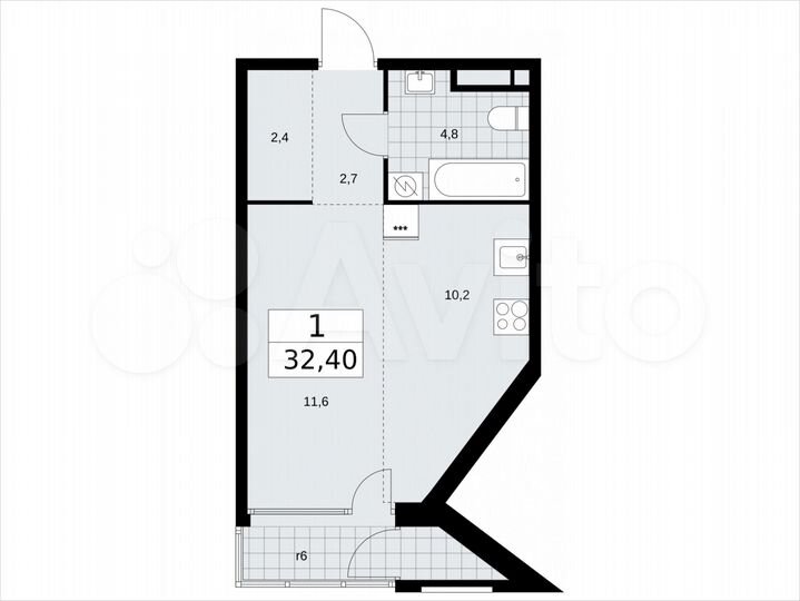 Квартира-студия, 32,4 м², 13/16 эт.
