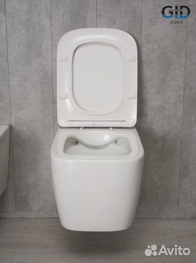 Унитаз подвесной Gid Tr2140 белый, безободковый, с крышкой микролифт