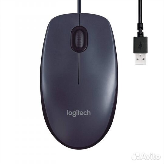 Мышь проводная Logitech B100, черный