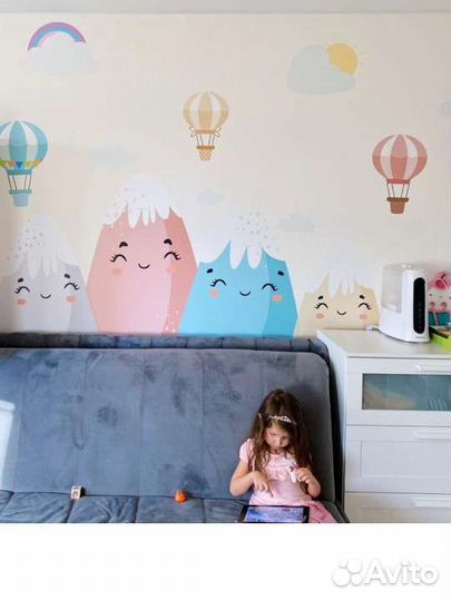 Интерьерные наклейки в детскую Цветные горы