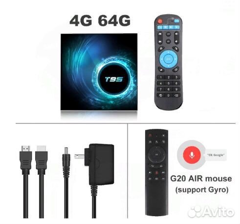 Тв приставка 6к 4гб-64гб 4 ядра Т 95 max новая