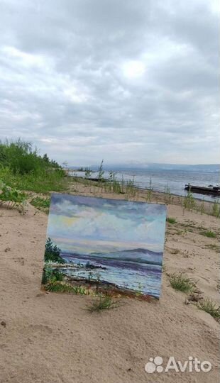 Картина маслом этюд на волге